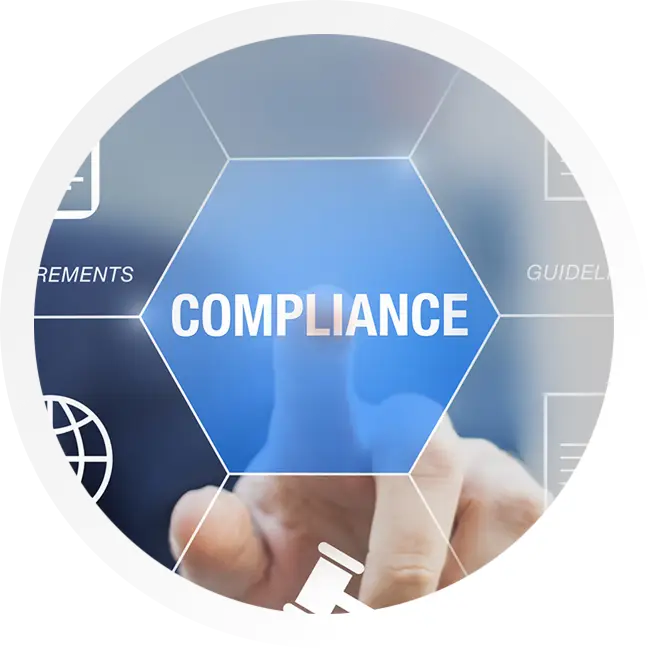 EPA Compliance Software image of a hexagon with text about pesticide SaaS compliance, labels, registration and products for US EPA database management solutions.